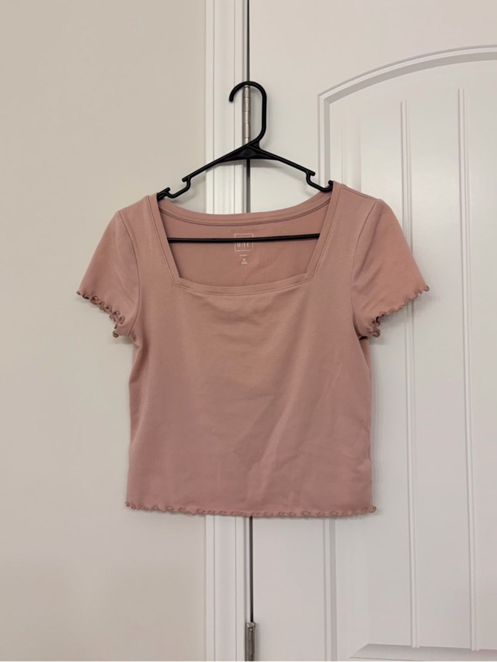 GAP Square Neck Ribbed Crop Top - light pink | size medium
